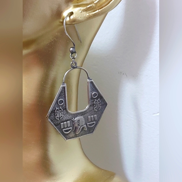 Egyptian Revival Dangle Earrings - Picture 1 of 5